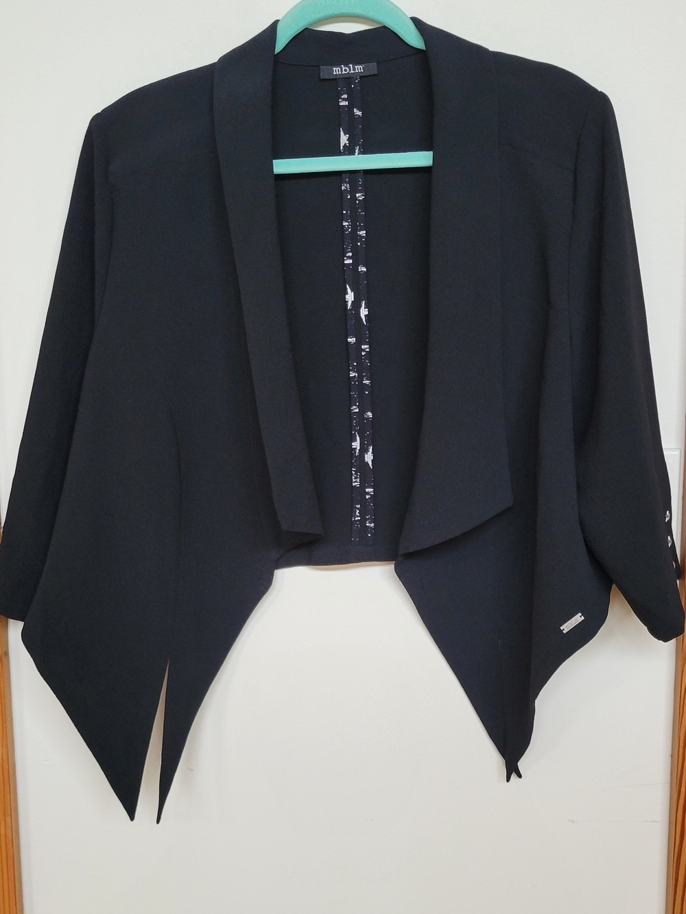 Mblm Black Draped Open-Front Blazer